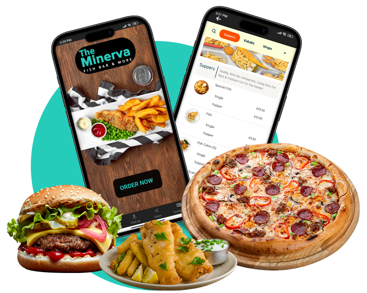 The Minerva Fish Bar Livingston app mockup